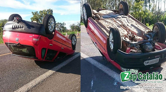 Condutor perde o controle da direção e capota na BR 050