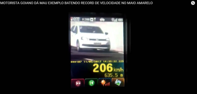MOTORISTA GOIANO DÁ MAU EXEMPLO BATENDO RECORD DE VELOCIDADE NO MAIO AMARELO