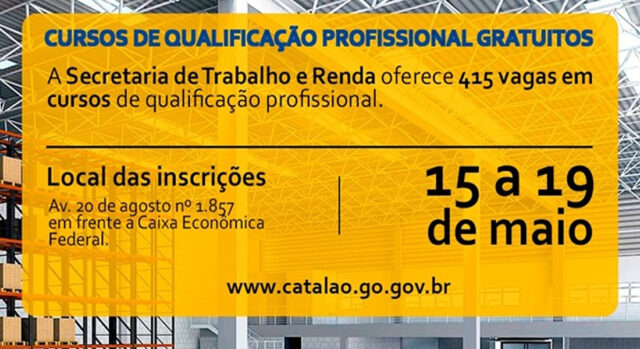 SECRETARIA ANUNCIA VAGAS PARA CURSOS DE QUALIFICAÇÃO PROFISSIONAL EM CATALÃO