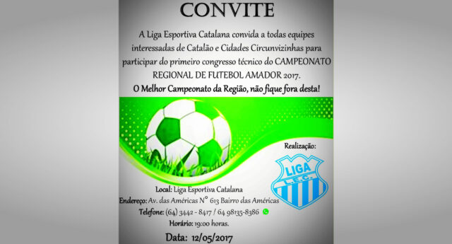 CONVITE - CONGRESSO TÉCNICO DO CAMPEONATO REGIONAL DE FUTEBOL AMADOR 2017