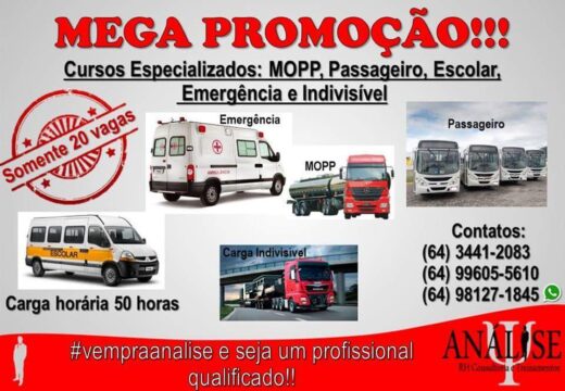 Sorteio: Um Curso de Transporte Escolar, oferecimento Análise RH Consultoria e Treinamentos