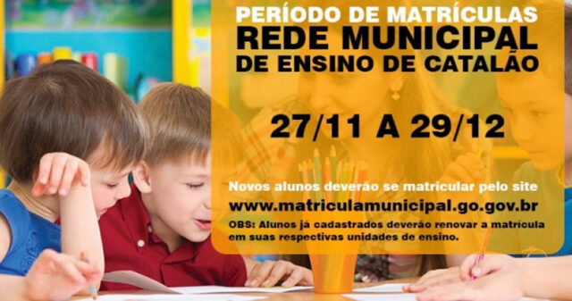 Em Catalão Rede Municipal de Ensino abre período de matrículas