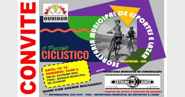 Secretaria de Esporte realizará o primeiro passeio ciclístico de Ouvidor