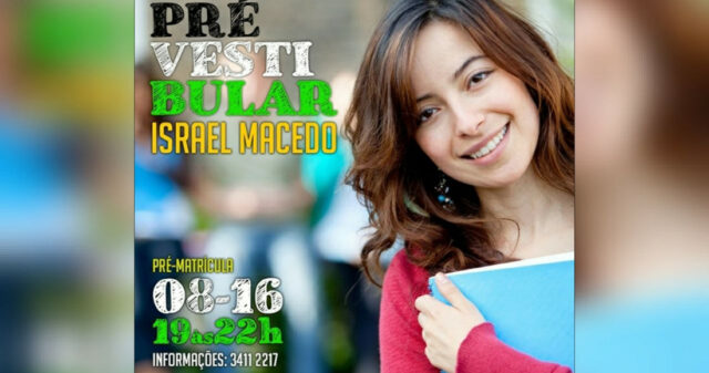 Pré-matrículas para o cursinho Israel Macedo terão início na próxima semana