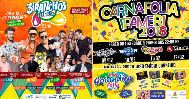 Confira a programação do Carnaval 2018 em Anhanguera, Davinópolis, Goiandira, Ipameri e Três Ranchos