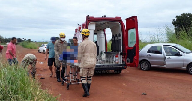 Motociclista fica ferido após acidente em estrada vicinal próximo a cidade Goiandira