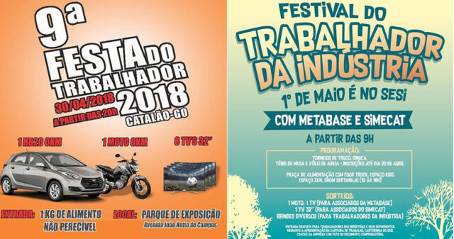 SIMECAT promove festas para celebrar o 1° de Maio