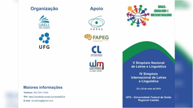 Curso de Letras/UFG realiza o 5° SINALEL em Catalão