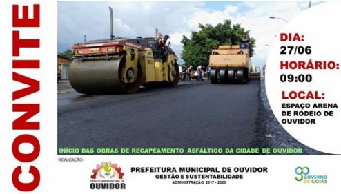 Prefeitura de Ouvidor iniciará as obras de recapeamento asfáltico da cidade
