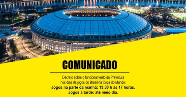 Prefeitura de Catalão funciona em horário especial durante jogos do Brasil na Copa do Mundo