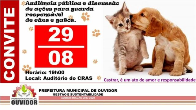 Audiência pública é discussão de ações para guarda responsável de Cães e Gatos no Município de Ouvidor