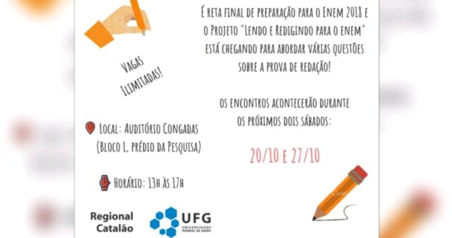 UFCat promove gratuitamente preparação para os candidatos ao Enem 2018