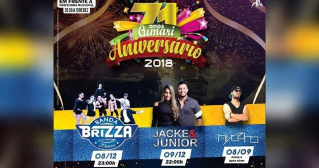 Prefeitura de Cumari divulga programação de aniversário da cidade