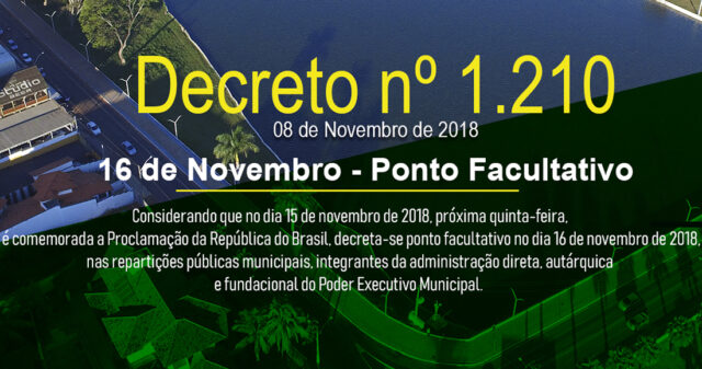 Prefeitura decreta Ponto Facultativo nesta sexta-feira, 16 de novembro