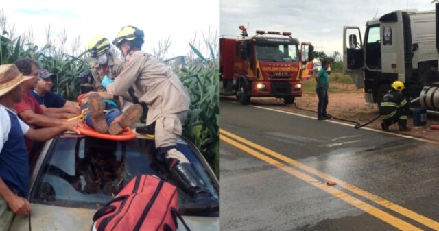 Pelotão Bombeiro Militar de Ipameri atendem duas ocorrência na GO-330