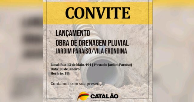 Prefeitura de Catalão lançará obra de drenagem pluvial no Jardim Paraíso/Vila Erondina