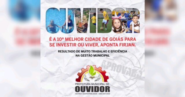 Ouvidor fica em 10ª melhor cidade para se viver no Estado de Goiás