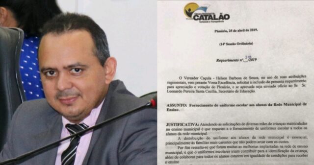 Vereador Helson Barbosa (MDB) cobra fornecimento de uniformes da Rede Municipal de Catalão