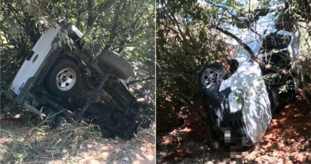 Homem fica ferido após perder o controle da camionete em estrada vicinal no município de Goiandira