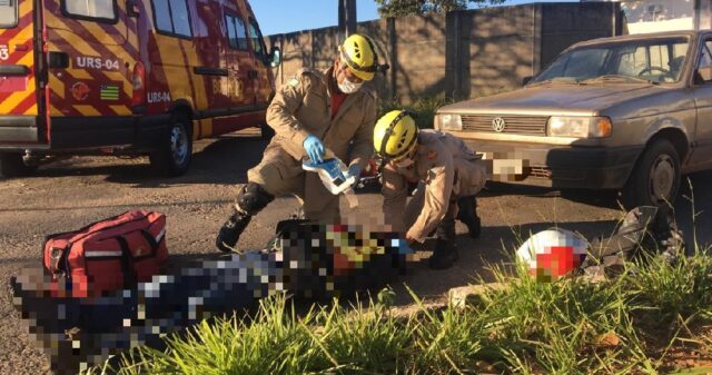 Mototaxista fica ferido em acidente de trânsito na cidade de Ipameri