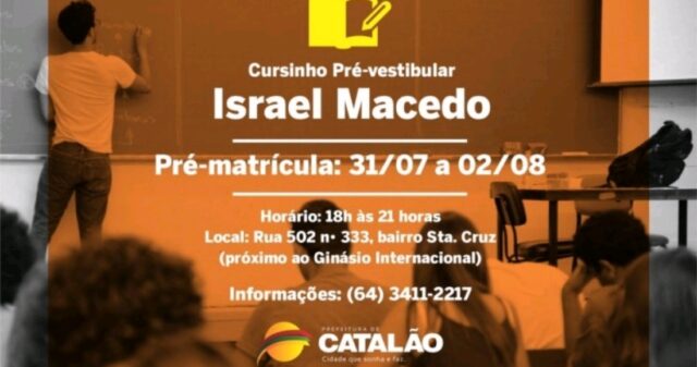 Cursinho Israel Macedo abre período de pré-matrículas na próxima semana