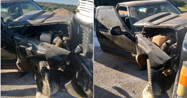 Colisão entre camionete e caminhão é registrado na GO 210 na ponte sobre Rio São Marcos