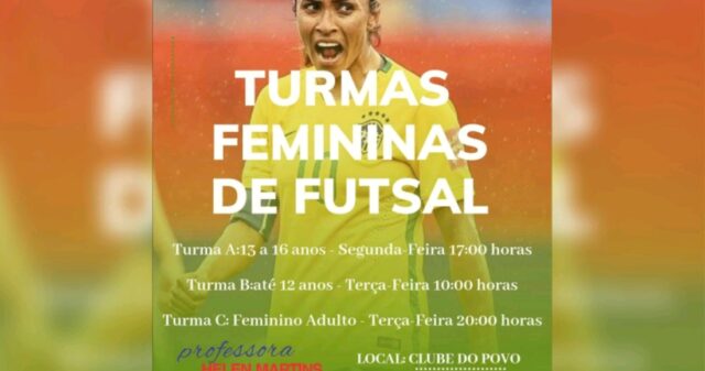 Inscrições abertas para turmas femininas de futsal