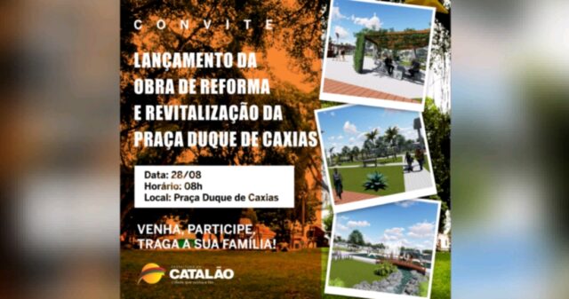 Obra de reforma e revitalização da Praça Duque de Caxias será lançada nesta quarta-feira em Catalão