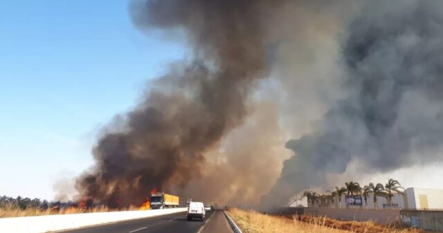 Fogo atinge depósito às margens da BR-050
