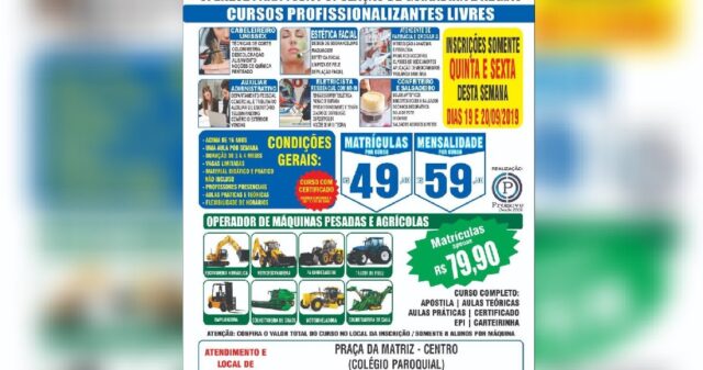 Em Goiandira, Ensino Promove abre inscrições para cursos profissionalizantes livres