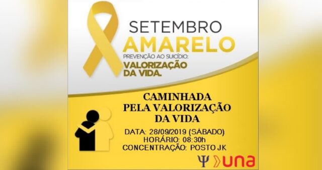 UNA realiza caminhada para fechamento da campanha Setembro Amarelo, no próximo sábado (28)