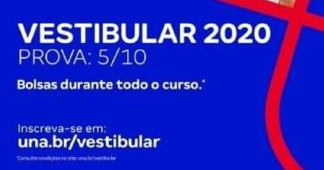 Una promove vestibular para 2020 neste sábado!