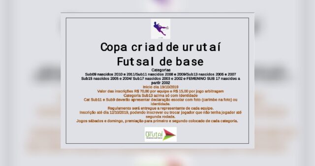 Copa Criad de Futsal de base em Urutai