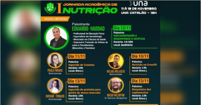 UNA Catalão realiza 1ª Jornada Acadêmica de Nutrição