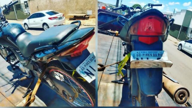 Veículo furtado é recuperado pela PM poucos minutos após o crime, em Pires do Rio