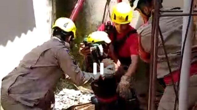 Corpo de Bombeiros Militar resgata criança que caiu dentro de uma cisterna na Vila Isaura, em Goiânia