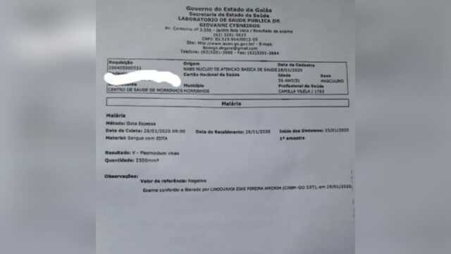 Homem é diagnosticado com Malária em Caldas Novas