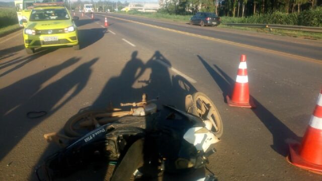 Motociclista fica ferido em acidente na BR-050, no perímetro urbano de Catalão