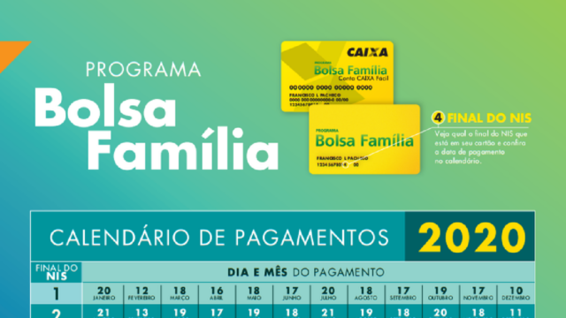 Governo divulga calendário de pagamento do Bolsa Família para 2020