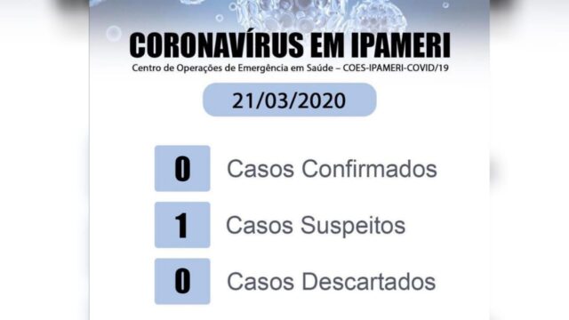 Prefeitura de Ipameri divulga 1° caso suspeito de coronavírus no município