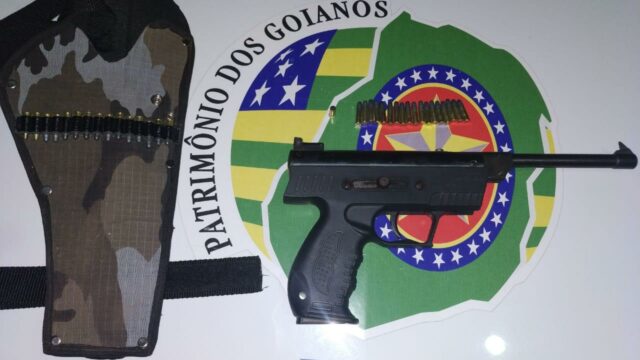PM prende suspeito por posse ilegal de arma de fogo e munição de uso permitido em Palmelo