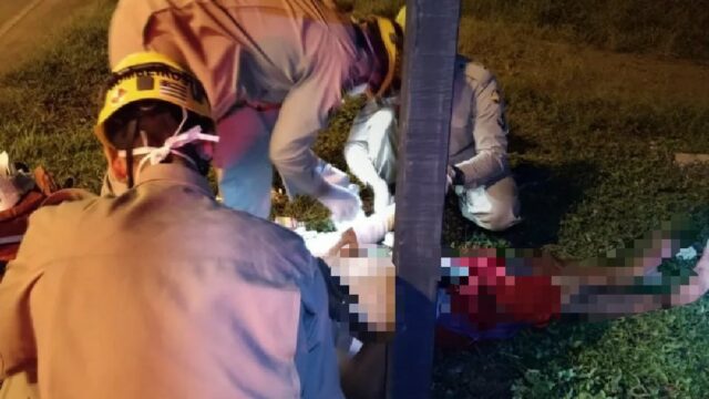Três ciclistas são atropelados por carro enquanto arrumavam bicicleta na BR 040, em Luziânia