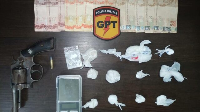 GPT realiza prisão de suspeitos e apreensão de drogas e arma de fogo em Pires do Rio