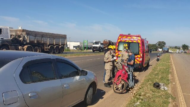 Acidente envolvendo carro e moto é registrado na BR 050, perímetro urbano de Catalão