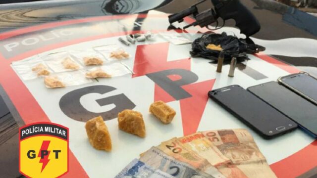 GPT prende em flagrante suspeitos do tráfico de drogas e posse ilegal de arma de fogo