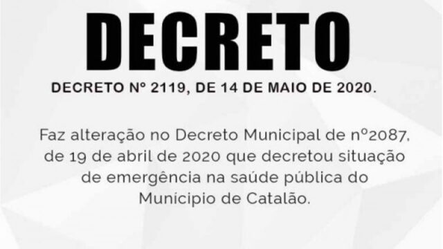 Prefeitura de Catalão publica novo Decreto com medidas de enfrentamento ao Covid-19