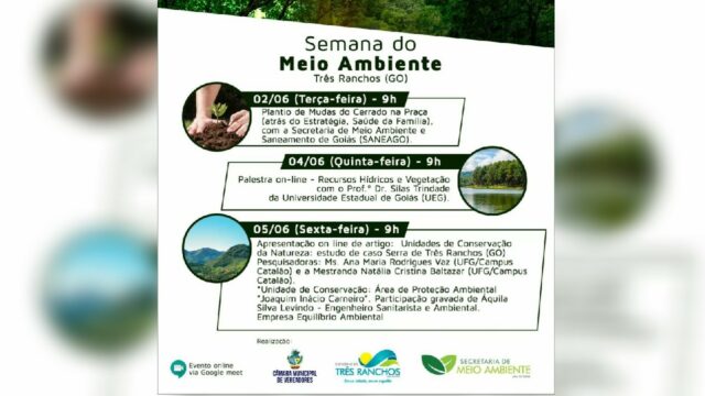 Três Ranchos celebra Semana do Meio Ambiente com programação virtual