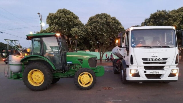 Covid-19: Trator ‘Optimus’ percorre vias dos distritos de Pires Belo e Santo Antônio do Rio Verde