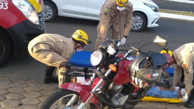 Motociclista fica ferido em acidente na avenida Ricardo Paranhos, em Catalão
