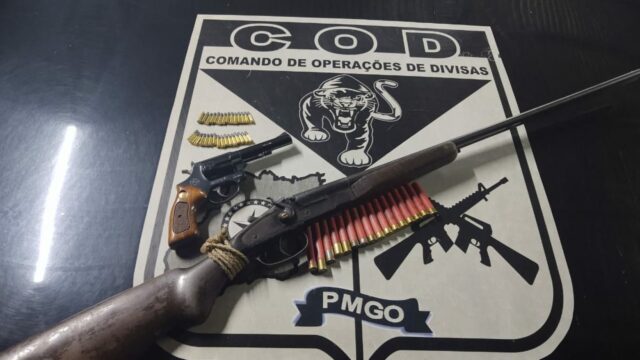 CPR/COD realiza apreensão de armas de fogo e munições e pende em flagrante suspeito por crime de porte ilegal de arma de fogo